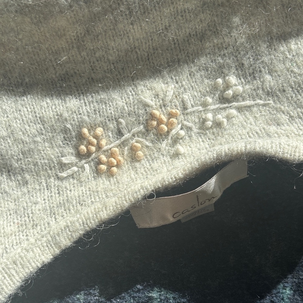 Caslon Gray Floral Embroidered Cardigan - Picture 9 of 11